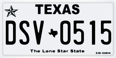 TX license plate DSV0515