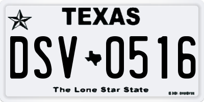 TX license plate DSV0516
