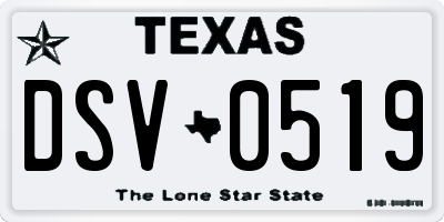 TX license plate DSV0519