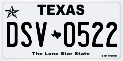 TX license plate DSV0522