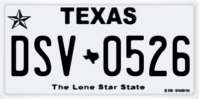TX license plate DSV0526