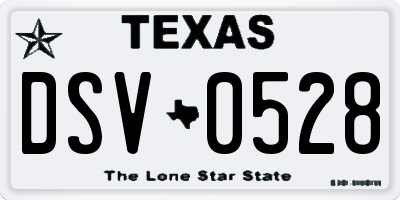 TX license plate DSV0528