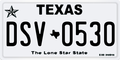 TX license plate DSV0530