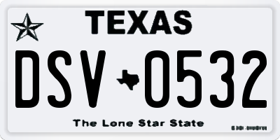 TX license plate DSV0532