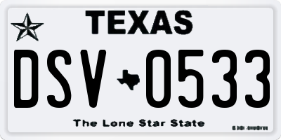 TX license plate DSV0533