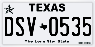 TX license plate DSV0535