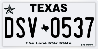 TX license plate DSV0537