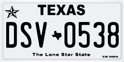 TX license plate DSV0538