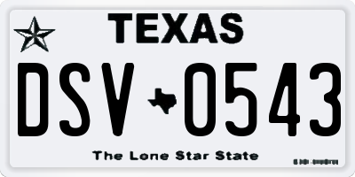 TX license plate DSV0543