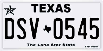 TX license plate DSV0545