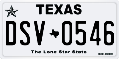 TX license plate DSV0546