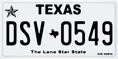 TX license plate DSV0549