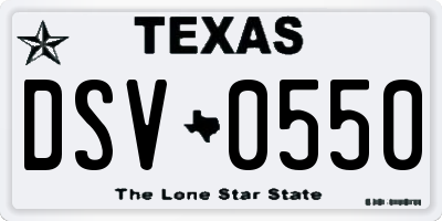 TX license plate DSV0550