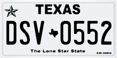 TX license plate DSV0552