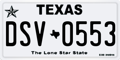 TX license plate DSV0553