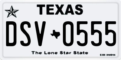 TX license plate DSV0555