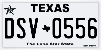 TX license plate DSV0556