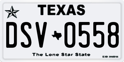 TX license plate DSV0558