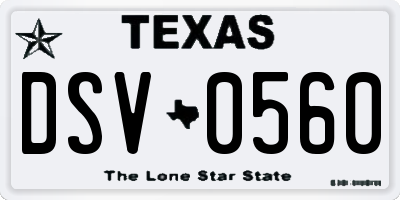 TX license plate DSV0560