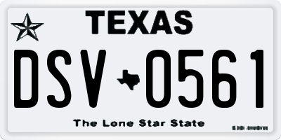 TX license plate DSV0561