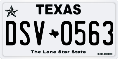 TX license plate DSV0563