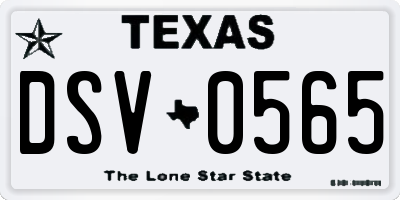 TX license plate DSV0565