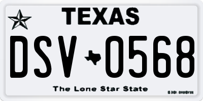 TX license plate DSV0568