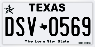 TX license plate DSV0569