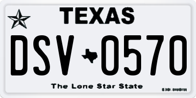 TX license plate DSV0570