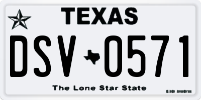 TX license plate DSV0571