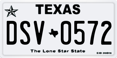 TX license plate DSV0572