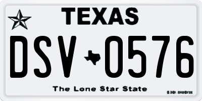 TX license plate DSV0576