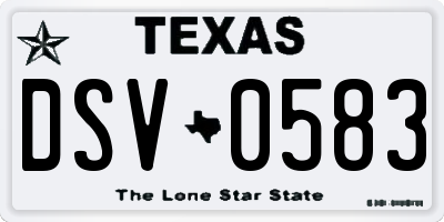TX license plate DSV0583