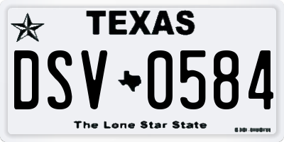 TX license plate DSV0584