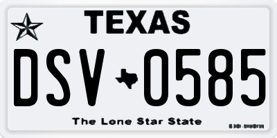 TX license plate DSV0585