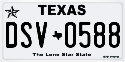 TX license plate DSV0588