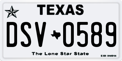 TX license plate DSV0589