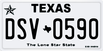 TX license plate DSV0590