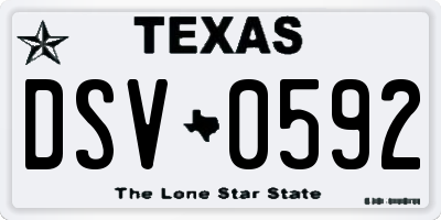 TX license plate DSV0592
