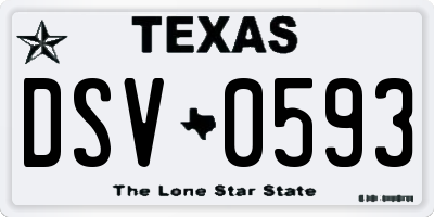 TX license plate DSV0593