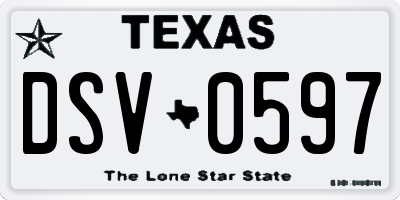 TX license plate DSV0597