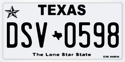 TX license plate DSV0598