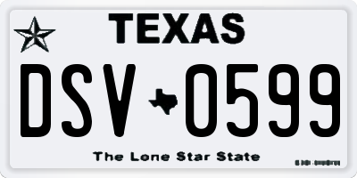 TX license plate DSV0599