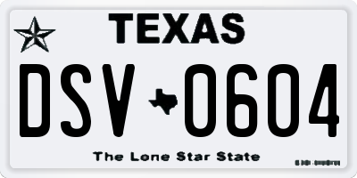 TX license plate DSV0604