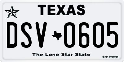 TX license plate DSV0605
