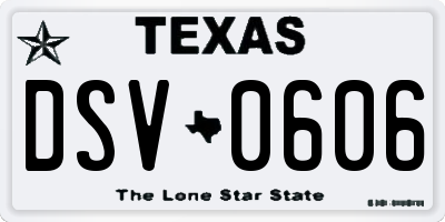 TX license plate DSV0606