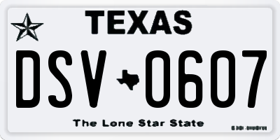 TX license plate DSV0607