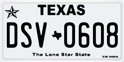 TX license plate DSV0608
