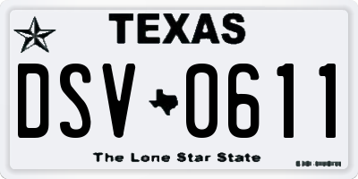 TX license plate DSV0611