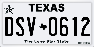 TX license plate DSV0612